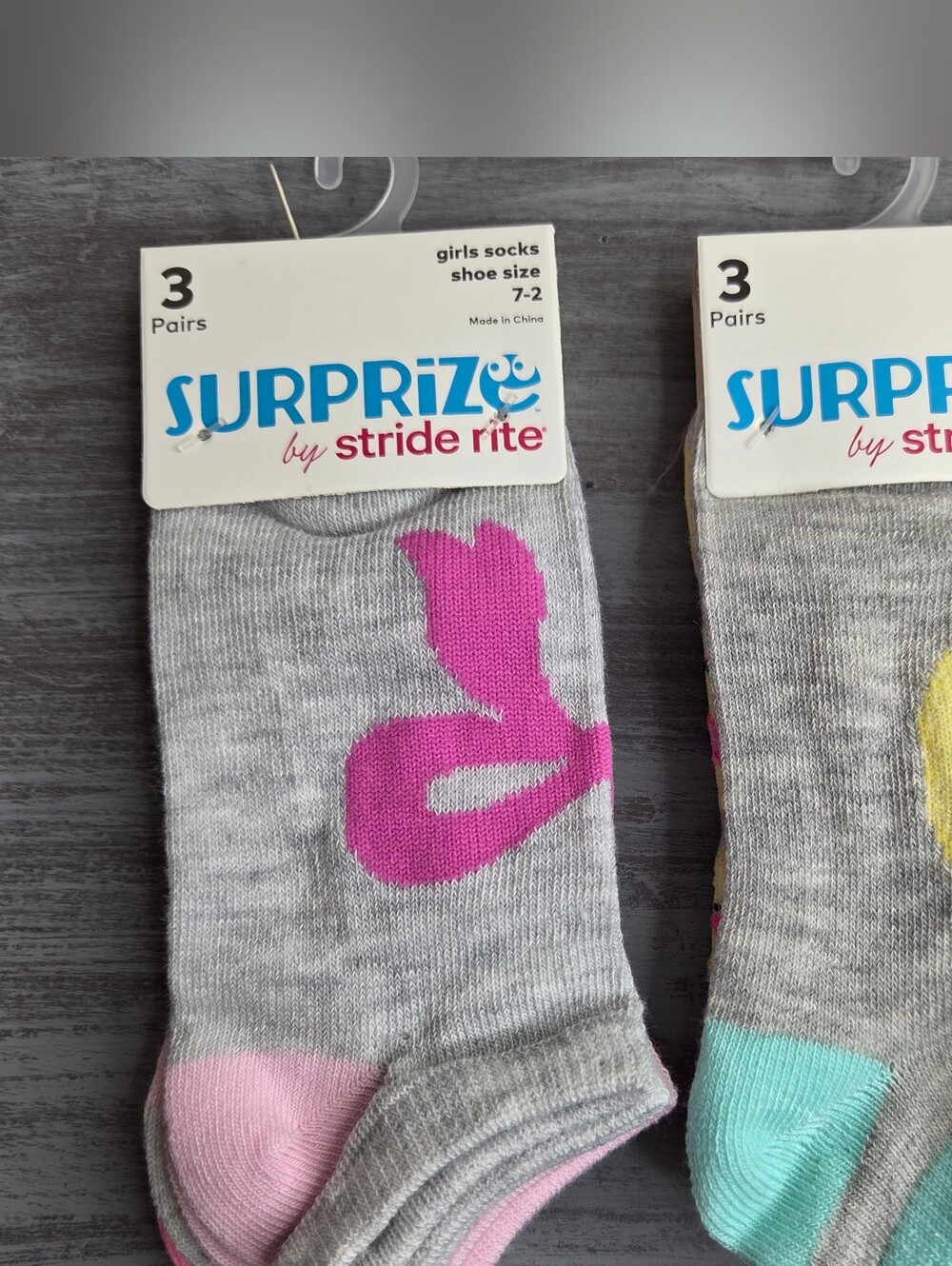 Stride Rite Girls Socks with Pink & Teal Accents - 6 Pairs Size 7-2 NWT